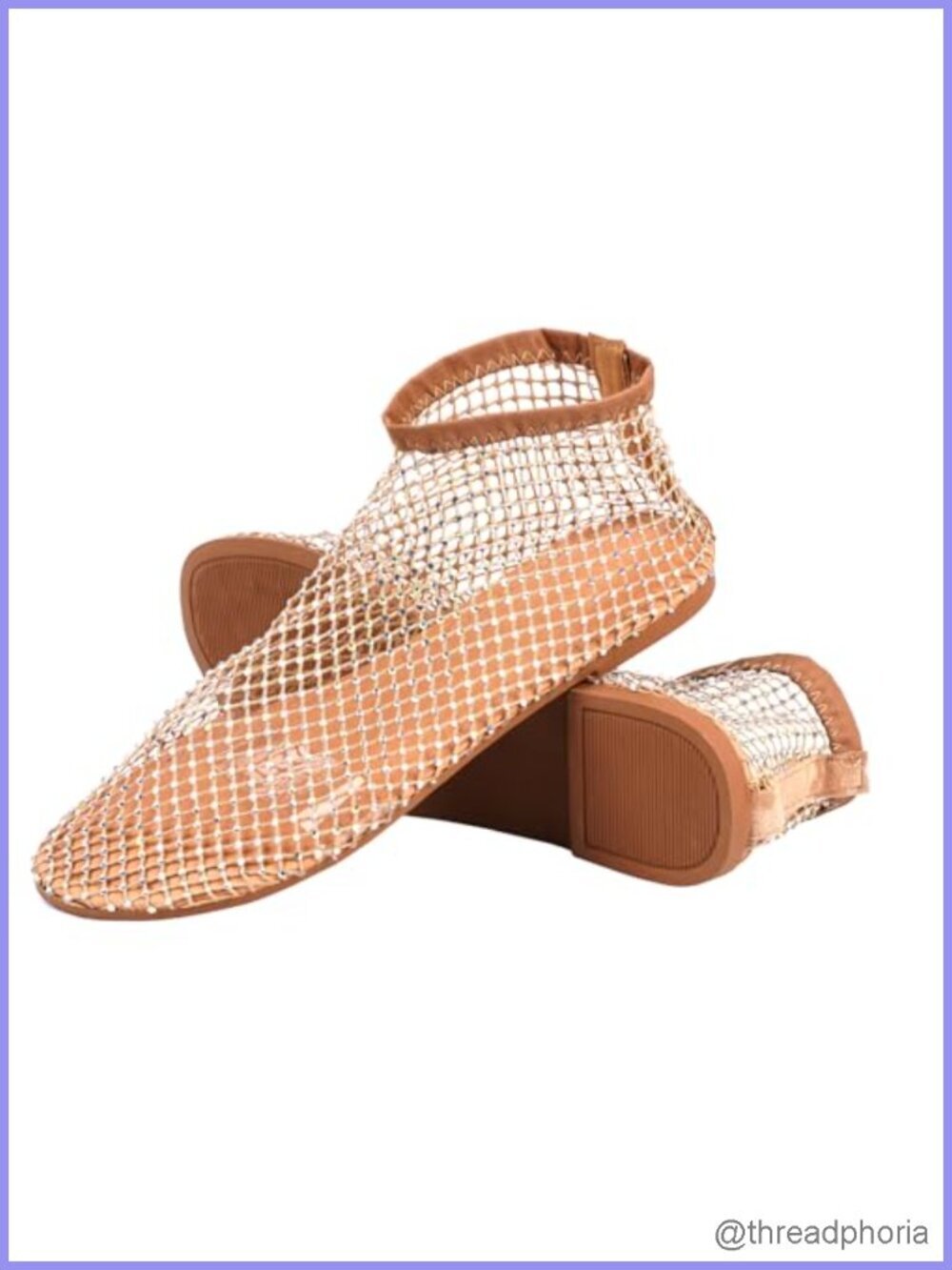 Shiny Gem Mesh Ballet Flats Slip On Dressy Summer Shoes